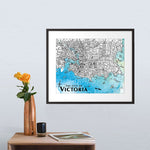 Load image into Gallery viewer, Victoria  Map, Vancouver Island, BC, Canada - Watercolor Art Print
