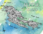 Load image into Gallery viewer, Pender Island Map, BC, Canada - Watercolor Art Print
