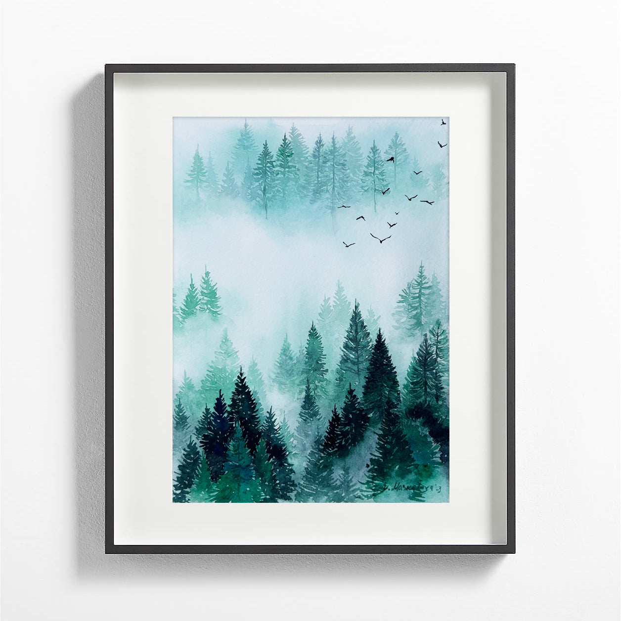 "Tranquility II" Misty Forest Watercolor Art Print