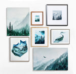 Load image into Gallery viewer, &quot;Mountain Bear&quot; Watercolor Art Print - Double exposure Fog Mountains Forest Painting
