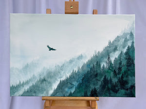 Over the Misty Mountains - Original Watercolor Painting