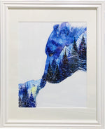 Load image into Gallery viewer, &quot;Oh Deer&quot; Watercolor Art Print - Double Exposure Forest Painting
