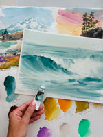 Load image into Gallery viewer, Water in Motion – Ocean &amp; Waves Watercolour 4-Week Course
