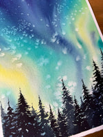 Load image into Gallery viewer, Aurora’s Whisper - Northern Lights Original Watercolor Painting
