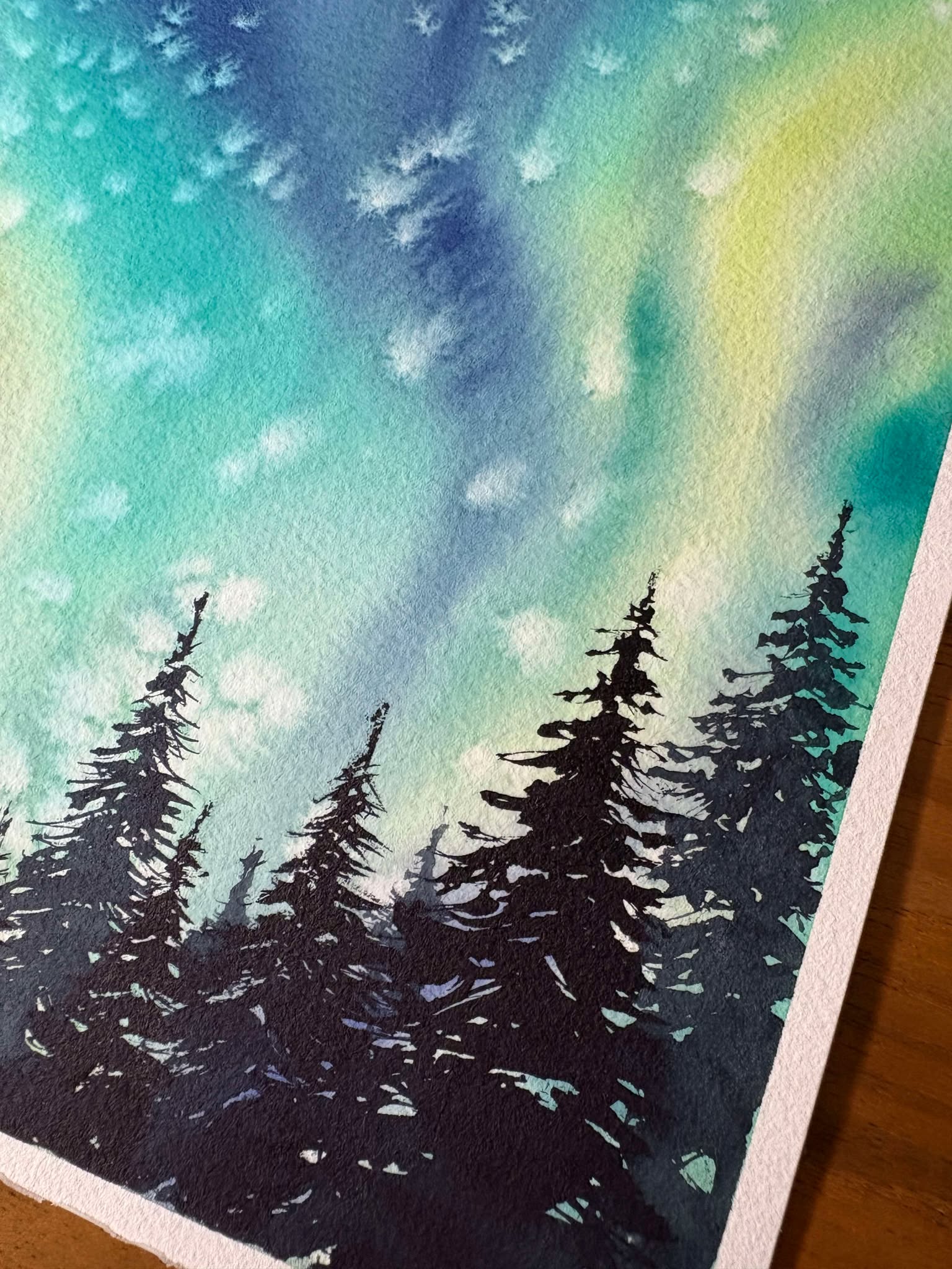 Aurora’s Whisper - Northern Lights Original Watercolor Painting