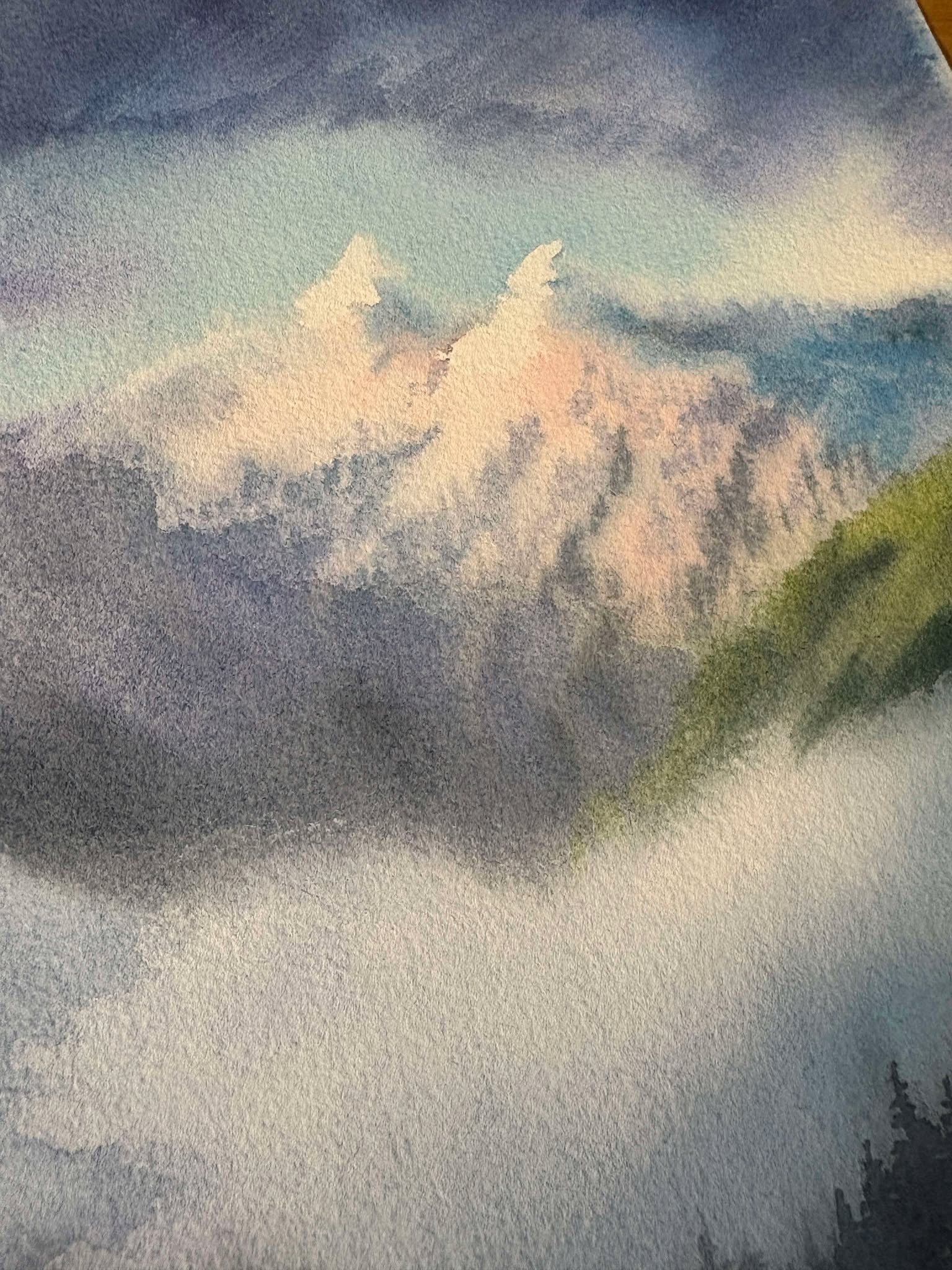 The Misty Lions - Original Watercolor Demo Painting