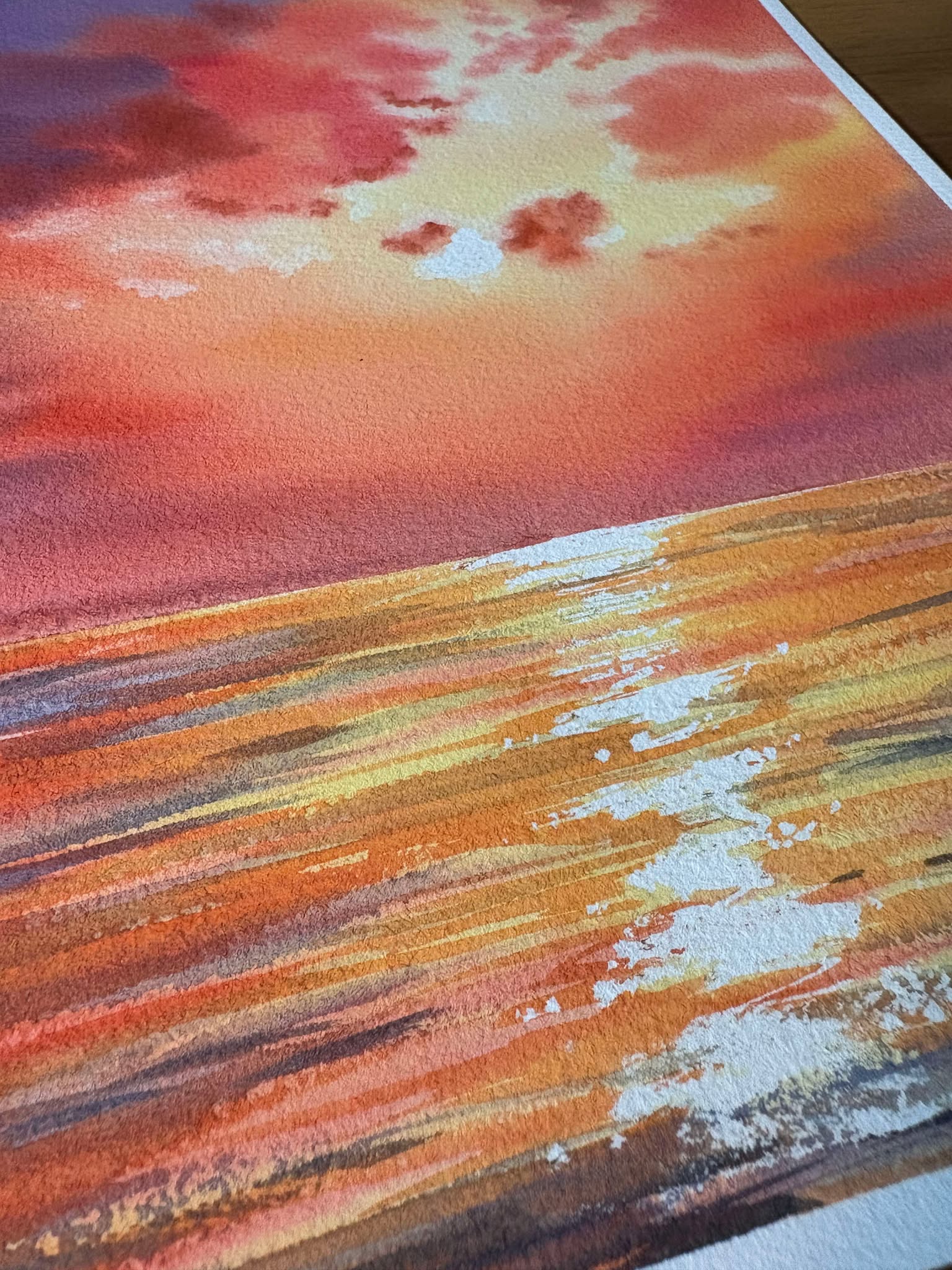 Ethereal Glow - Sea Sunset Original Watercolor Painting