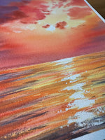 Load image into Gallery viewer, Ethereal Glow - Sea Sunset Original Watercolor Painting
