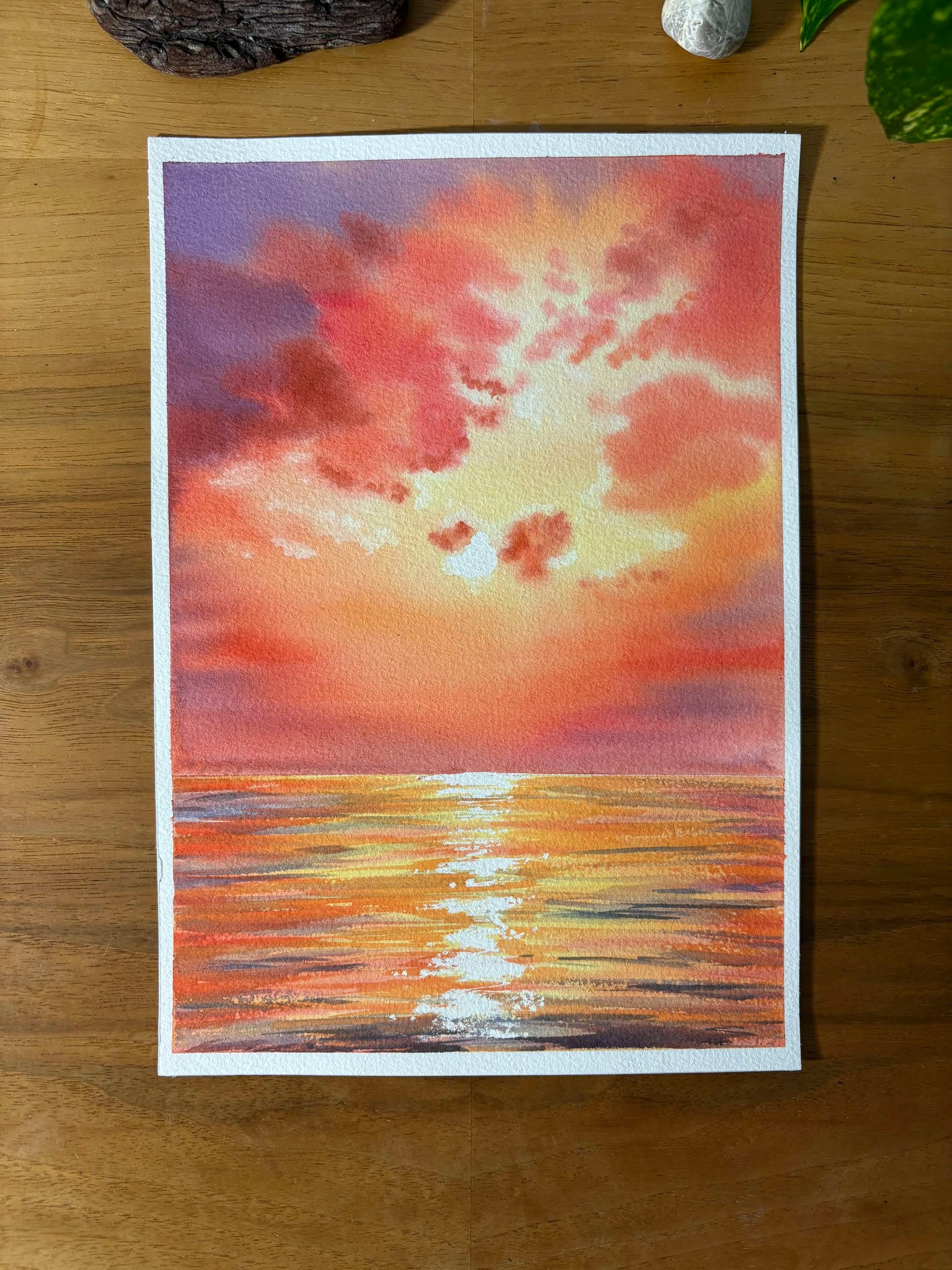 Ethereal Glow - Sea Sunset Original Watercolor Painting