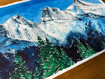 Load image into Gallery viewer, Three Sisters, Canmore Mountains Original Watercolor Painting
