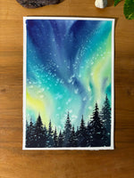 Load image into Gallery viewer, Aurora’s Whisper - Northern Lights Original Watercolor Painting
