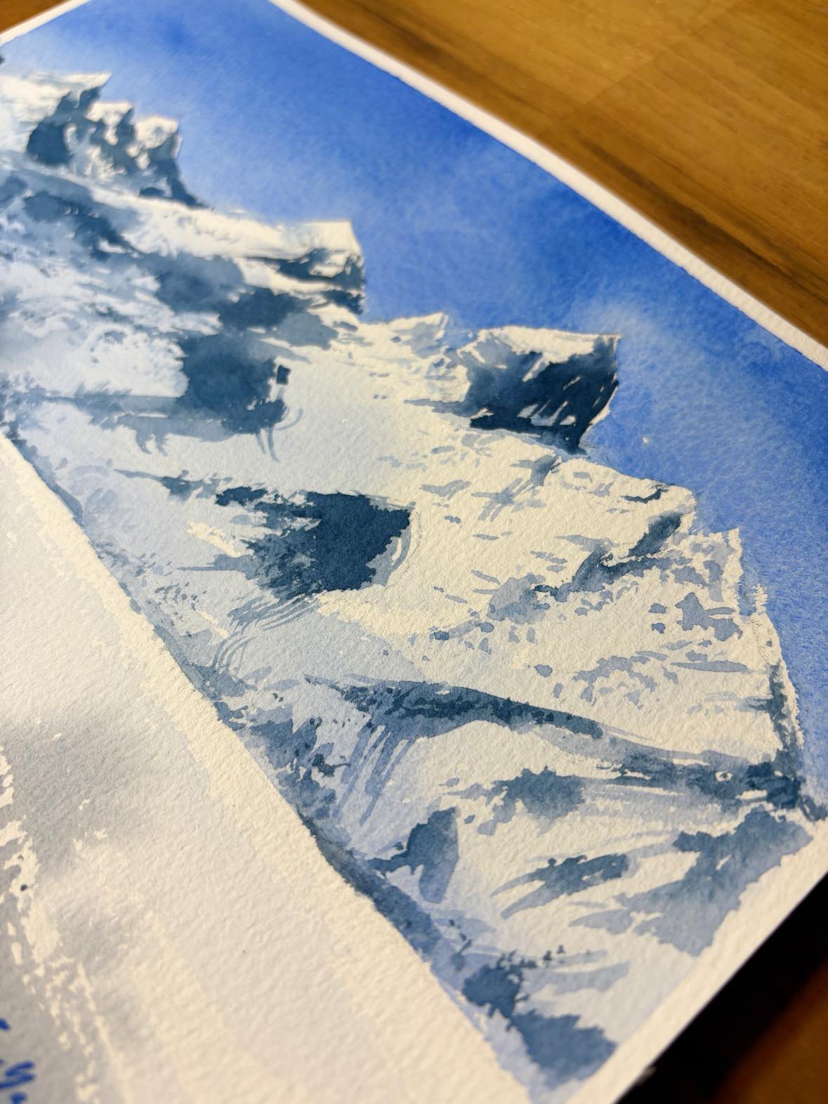 Crystal Peaks - Mountain Winter Original Watercolor Painting