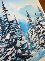 Load image into Gallery viewer, Frozen Heights - Winter Mountains Original Watercolor Painting
