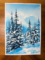 Load image into Gallery viewer, Frozen Heights - Winter Mountains Original Watercolor Painting
