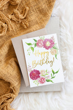 Load image into Gallery viewer, Happy Birthday &quot;Flowers&quot; Watercolour Card
