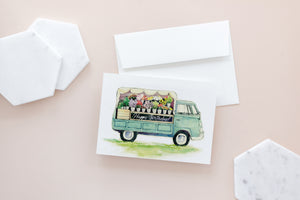 Happy Birthday "Flower Truck" Watercolour Card