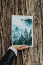 Load image into Gallery viewer, Enchanted Forest - Misty Foggy Forest Original Watercolor Painting
