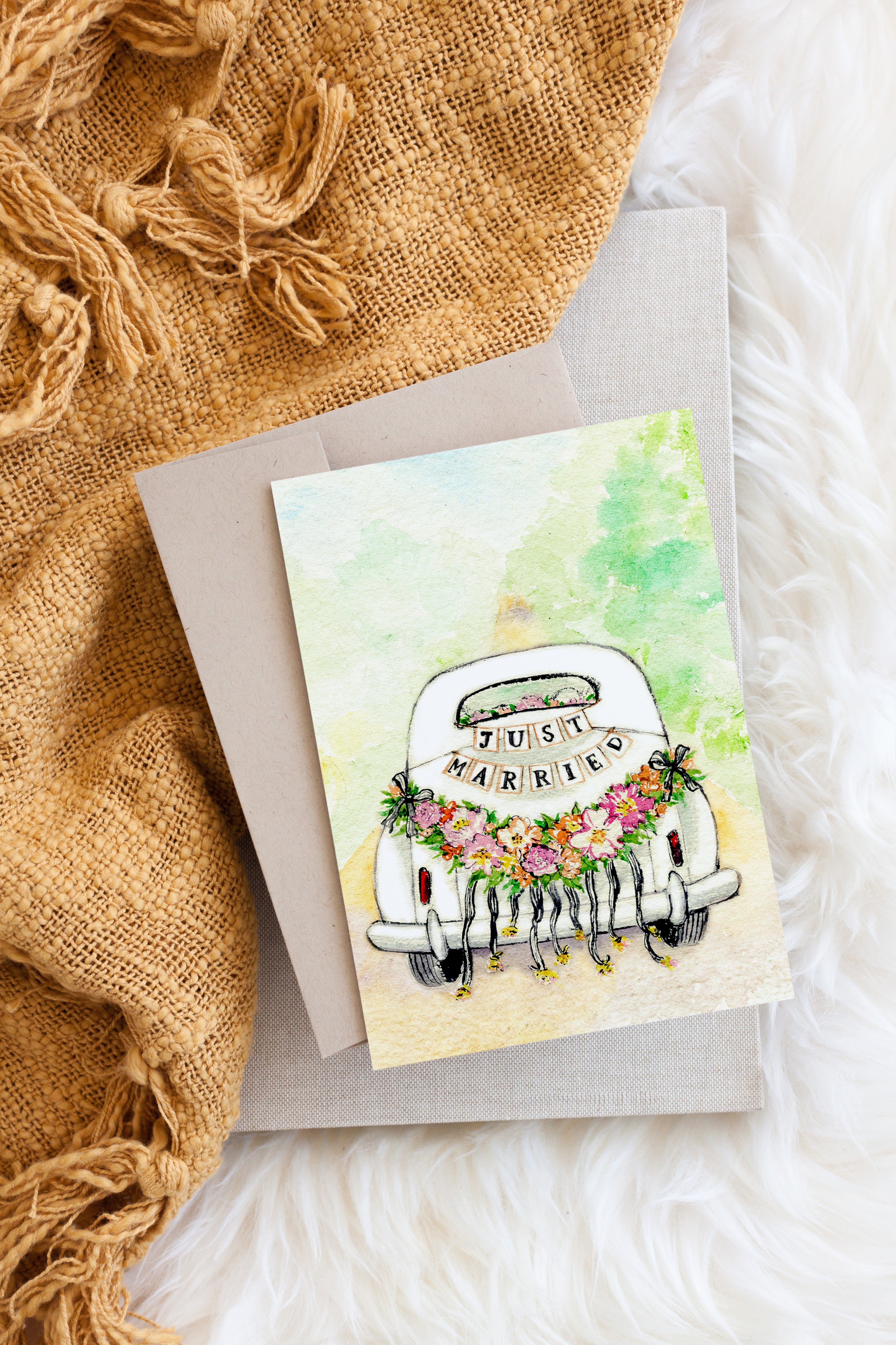 Just Married - Wedding Watercolour Card