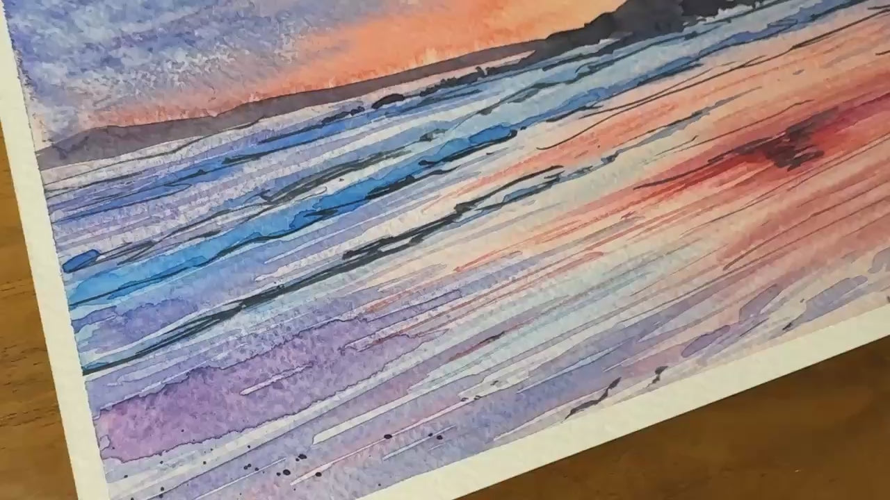 Tofino Sunset - Original Watercolor Demo Painting