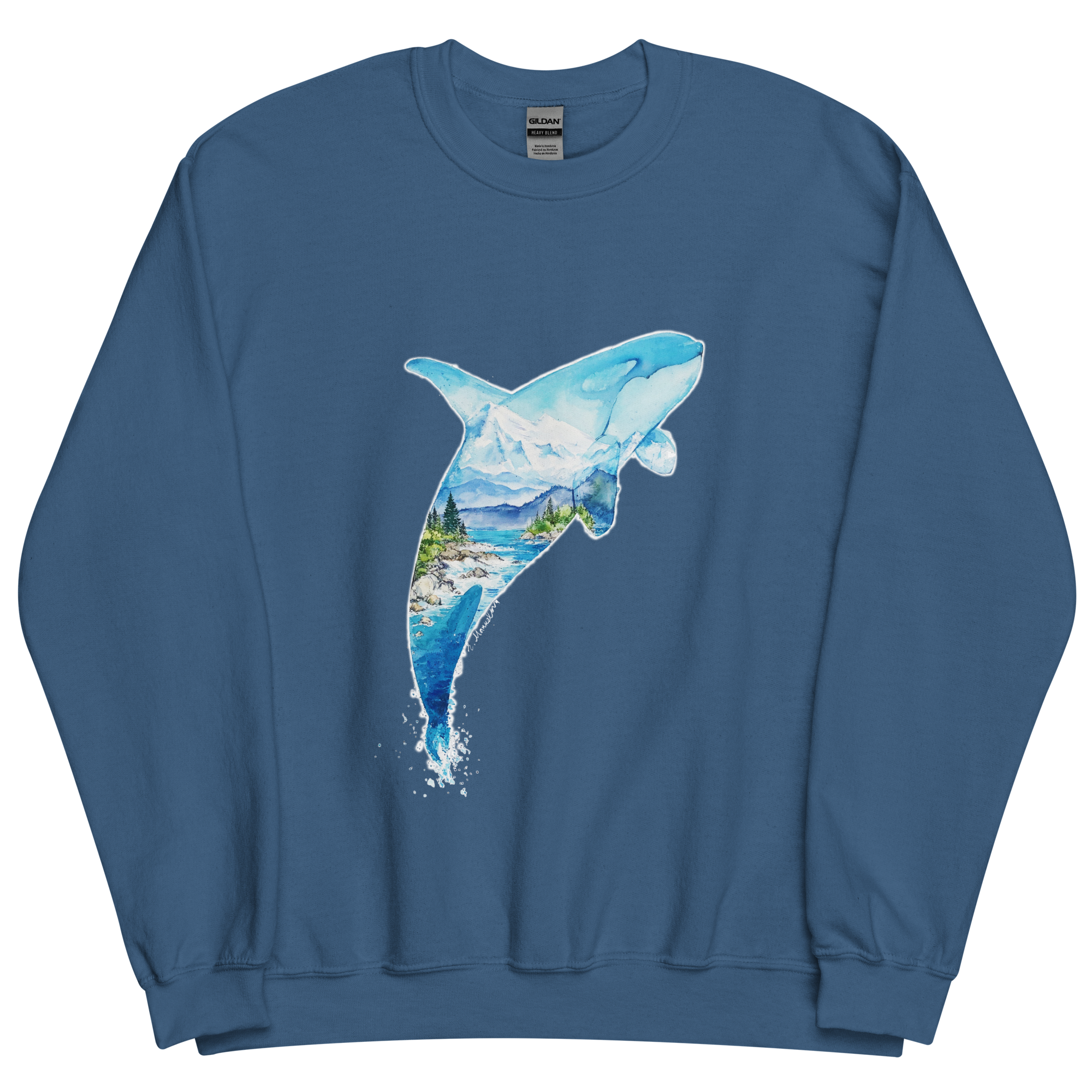Unisex Crew Neck Sweatshirt Orca Killer Whale Watercolour Artwork