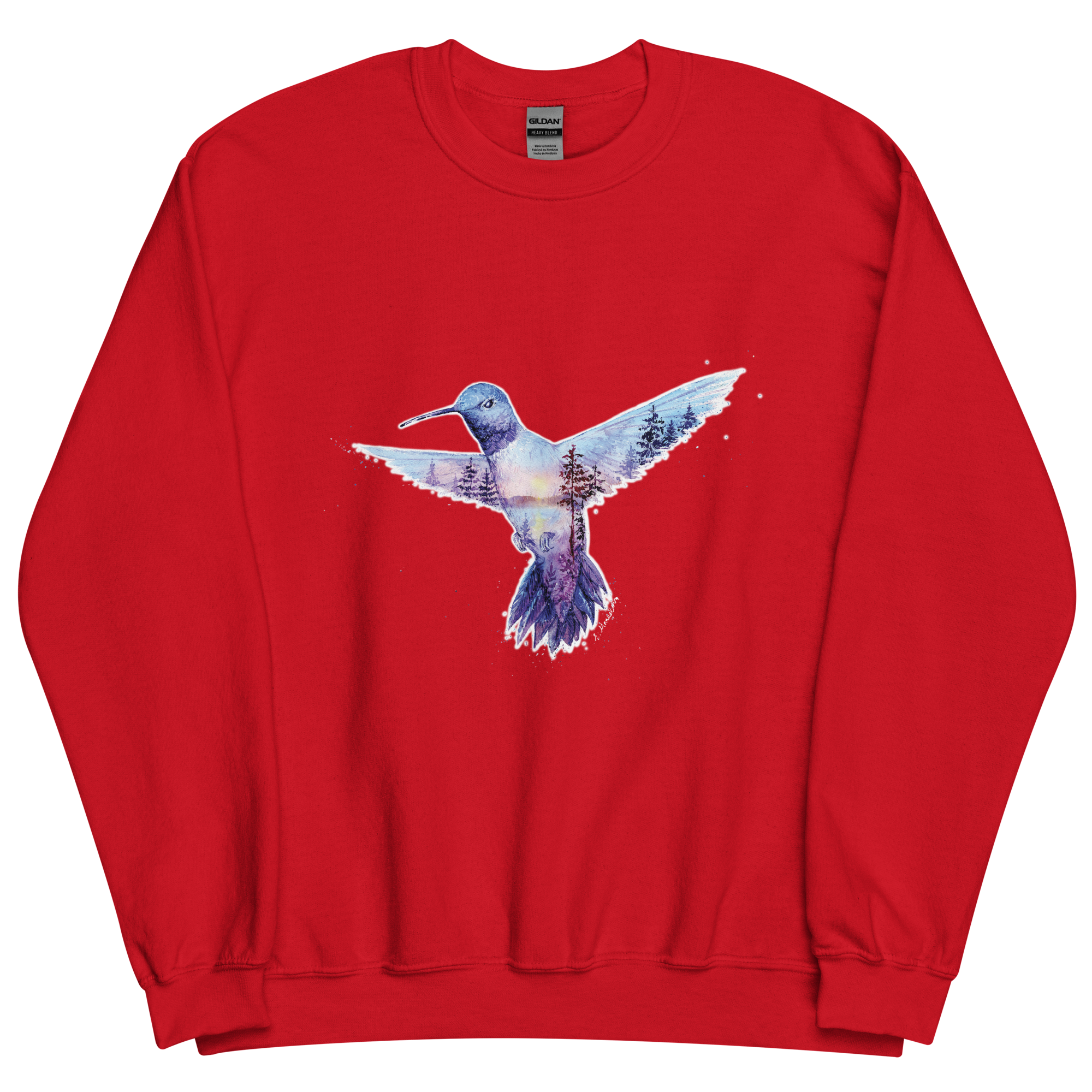 Unisex Crew Neck Sweatshirt Hummingbird Watercolour Artwork