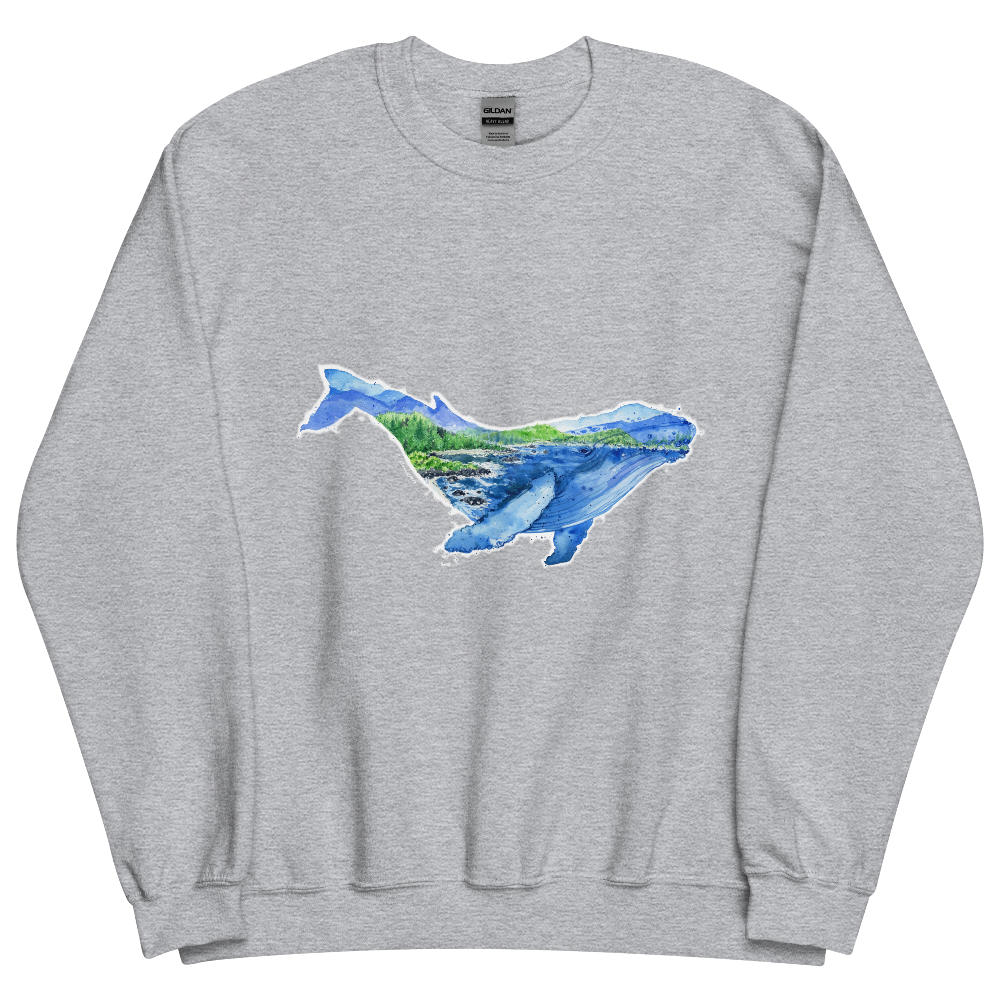 Unisex Crew Neck Sweatshirt Humpback Whale Watercolour Artwork
