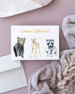 Load image into Gallery viewer, Cute Baby Animals &quot;Welcome Little One&quot; Watercolour Card

