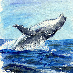"Happy Humpy" Humpback Whales Original Watercolor Painting