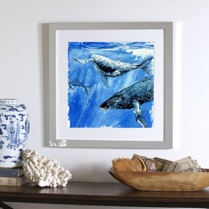 "Excitement" Humpback Whales Original Watercolor Painting