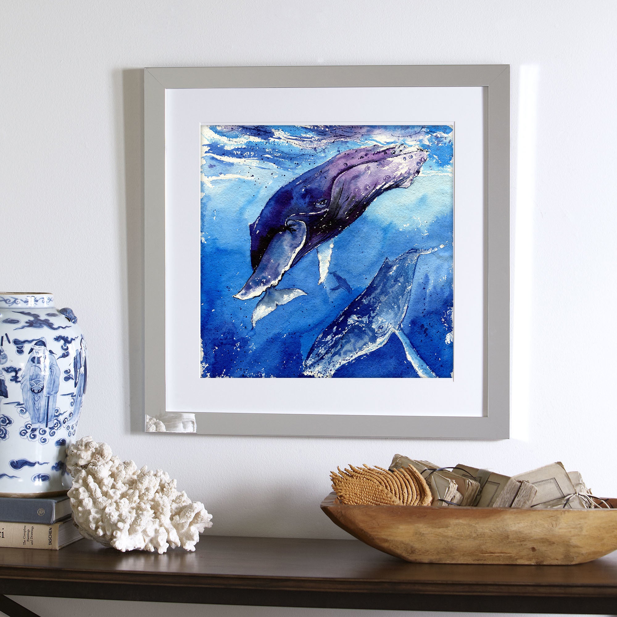 "The Trifecta" Humpback Whales Original Watercolor Painting