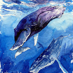 Load image into Gallery viewer, &quot;The Trifecta&quot; Humpback Whales Original Watercolor Painting
