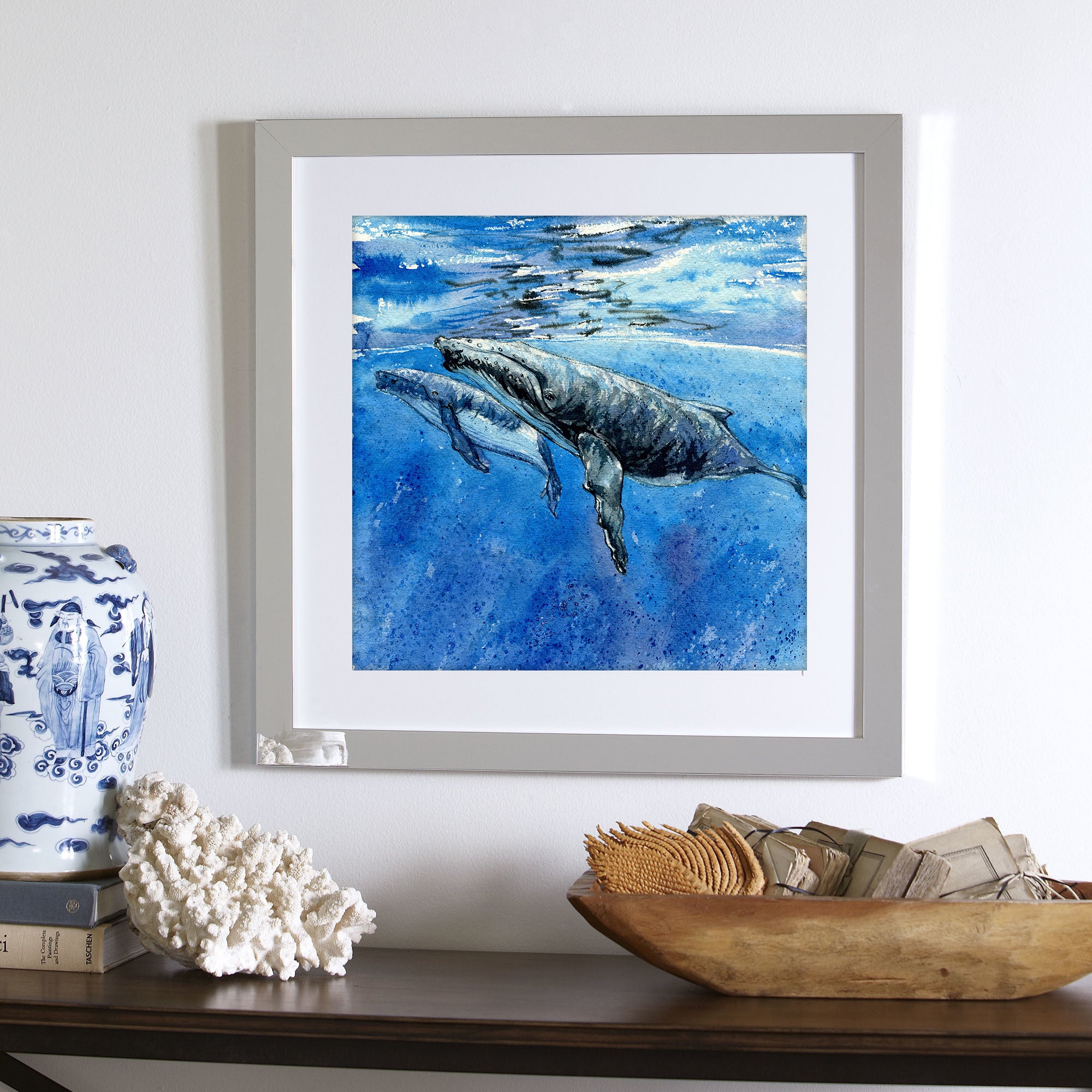 "Basking In Sunbeams" Humpback Whales Original Watercolour Painting