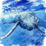 Load image into Gallery viewer, &quot;Cruising&quot; Baby Humpback Whale Original Watercolor Painting
