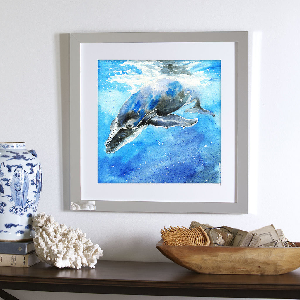 "Curious" Humpback Whale Calf Original Watercolor Painting
