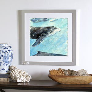 "Tropical Waters" Humpback Whales Original Watercolor Painting