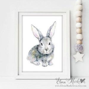 Baby Bunny Watercolour Nursery Print