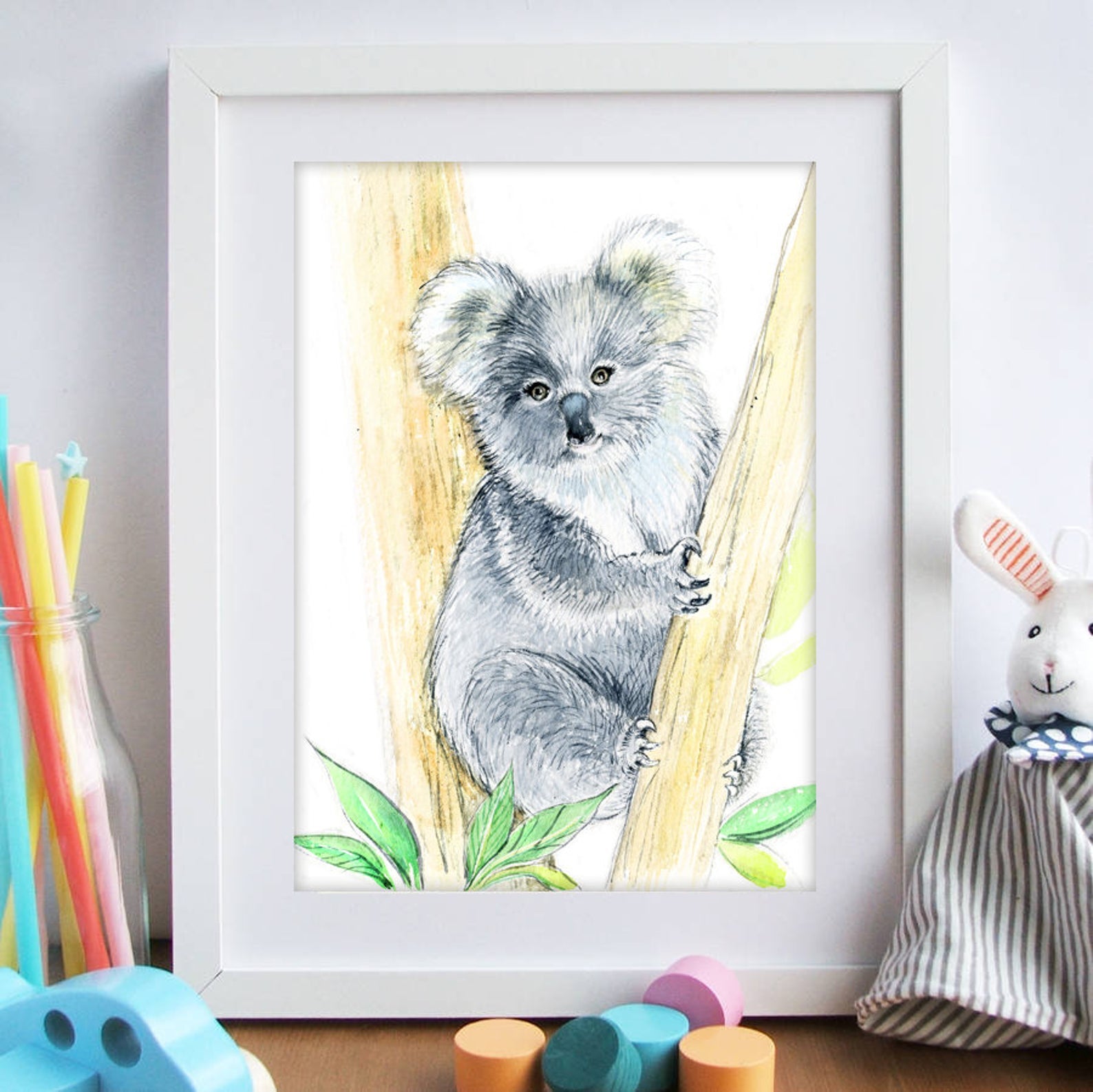 Baby Koala Watercolour Nursery Print