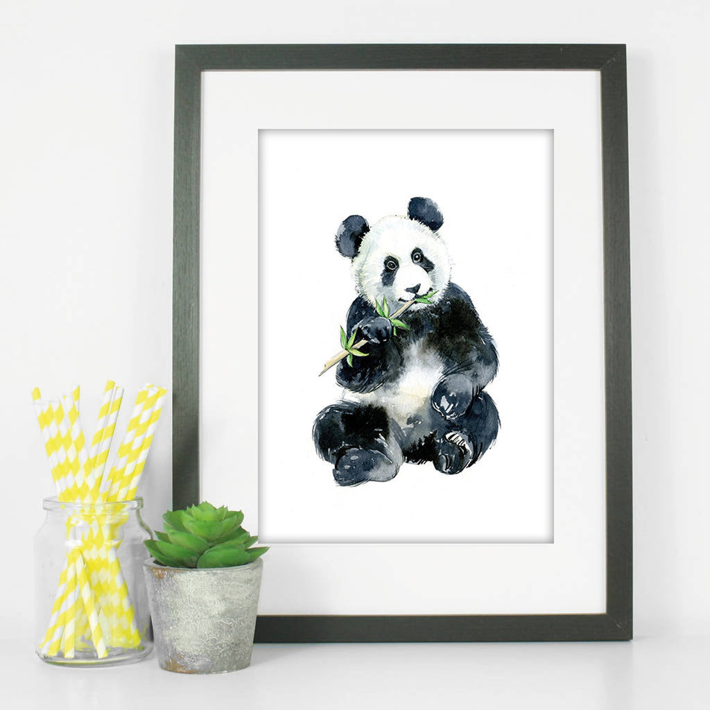Baby Panda Watercolour Nursery Print