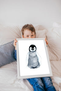Baby Penguin Watercolour Nursery Print
