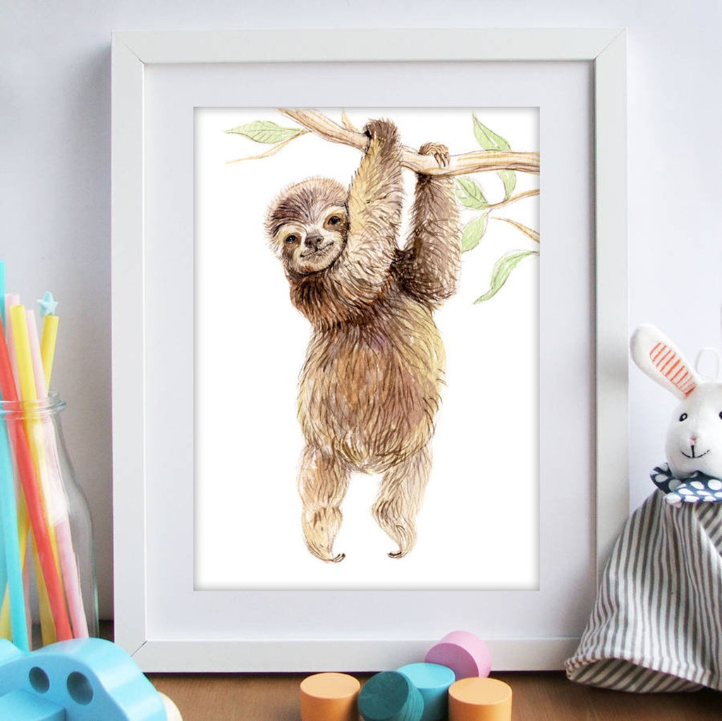 Baby Sloth Watercolour Nursery Print