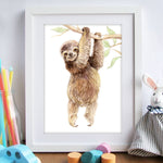 Load image into Gallery viewer, Baby Sloth Watercolour Nursery Print
