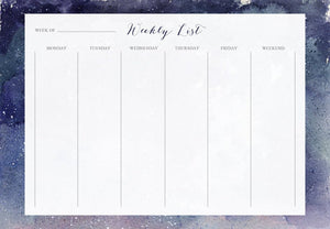 Night Sky Weekly List Desk Pad