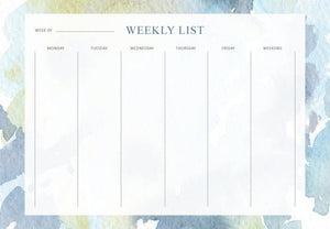 Watercolour Weekly List Desk Pad