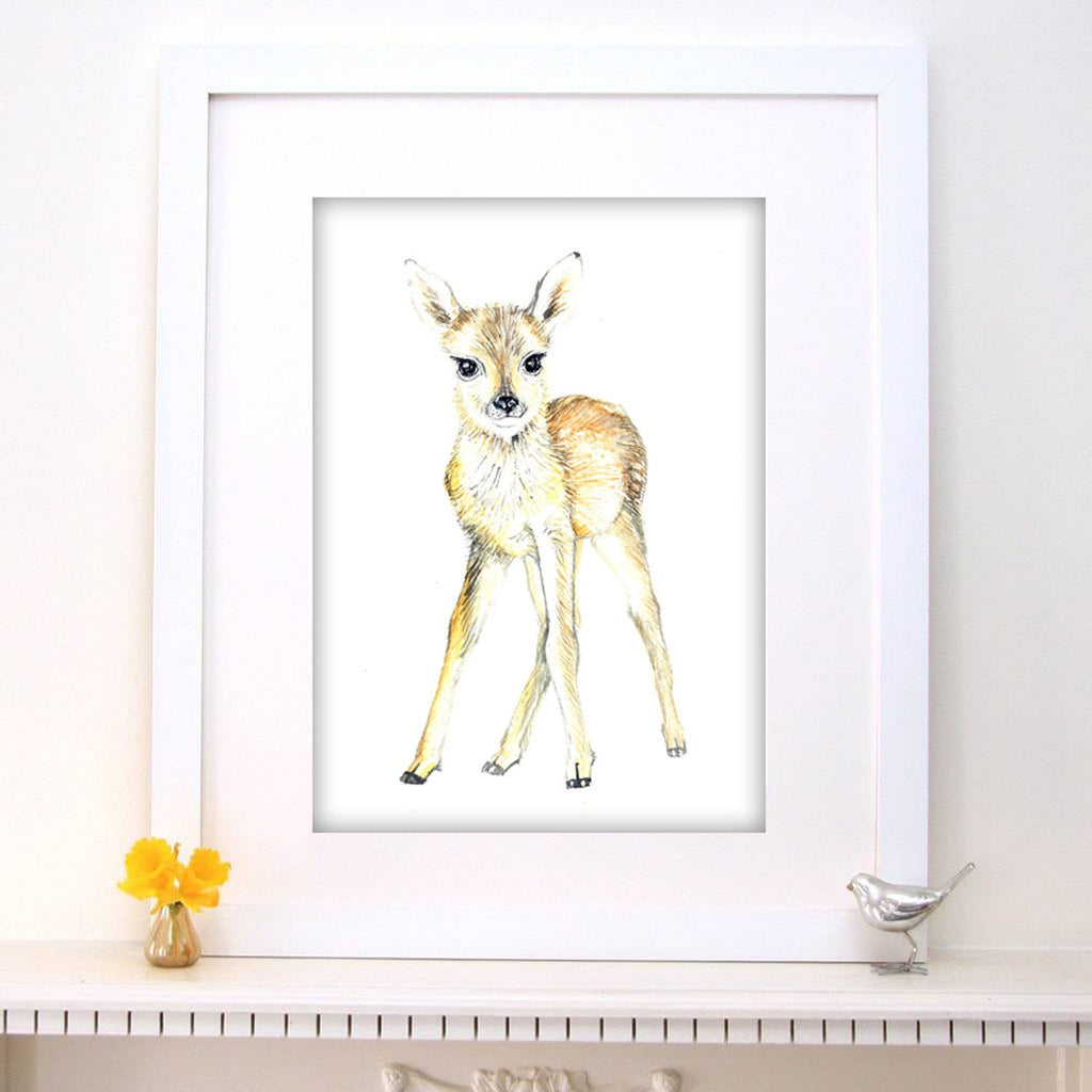 Baby Deer Watercolour Nursery Print
