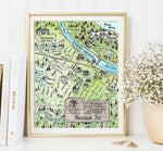 Load image into Gallery viewer, City of Fort Langley, BC Map - Watercolour Print
