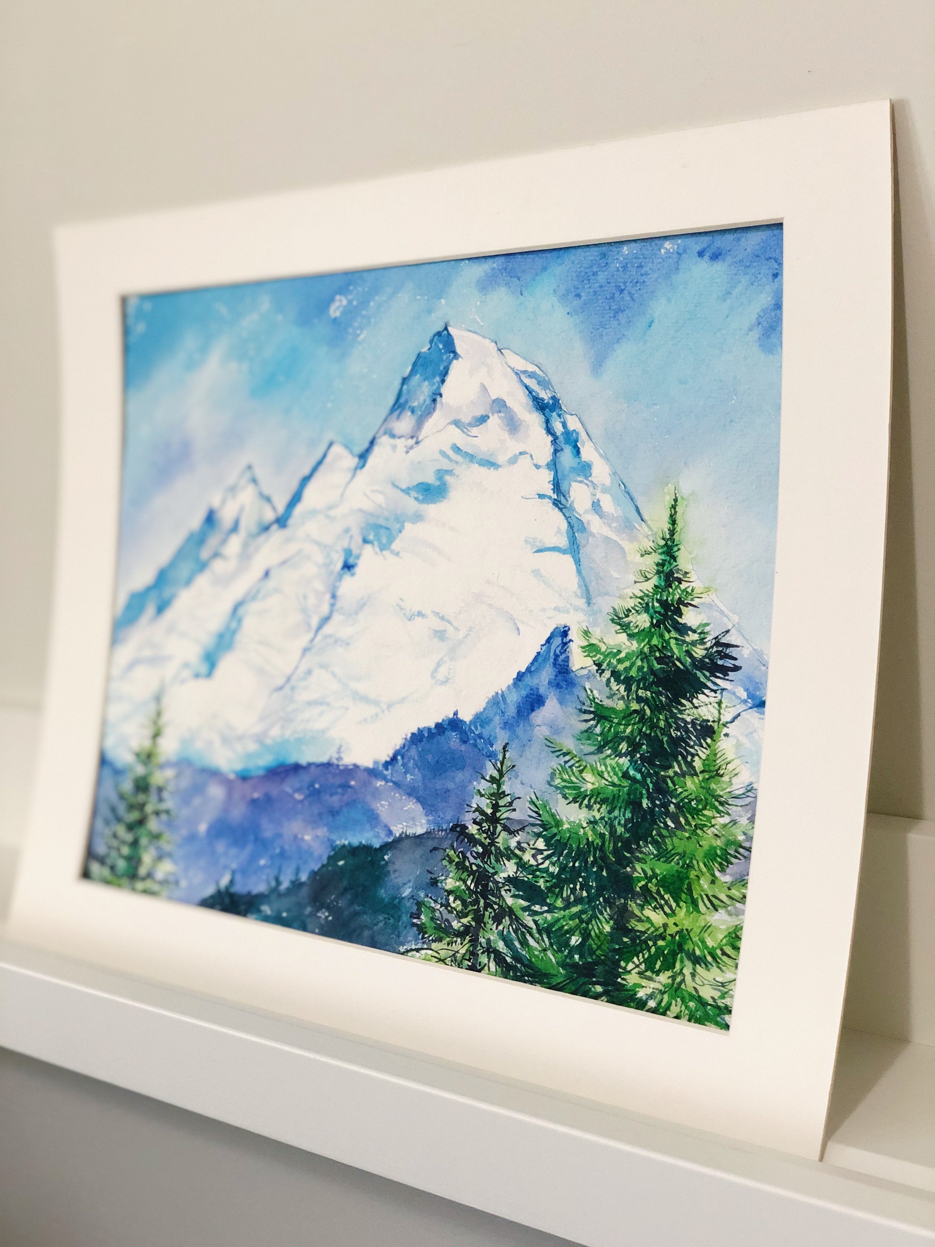 Mount Baker Original Watercolour Mountain Landscape Painting