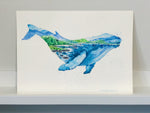 Load image into Gallery viewer, &quot;Humphrey the Humpback&quot; Whale Double Exposure Original Watercolour Painting 11x15
