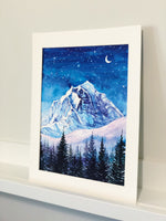 Load image into Gallery viewer, &quot;Night Edges&quot; Mt Temple - Original Watercolour Mountain Night Landscape Painting
