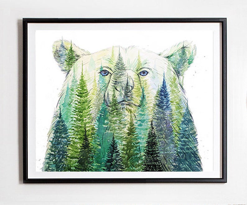 "King of the Forest" Grizzly Bear Watercolour Print