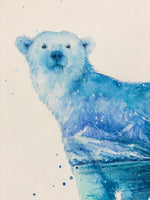 Load image into Gallery viewer, &quot;Queen of the Arctic&quot; Whale Double Exposure Original Watercolour Painting 11x15
